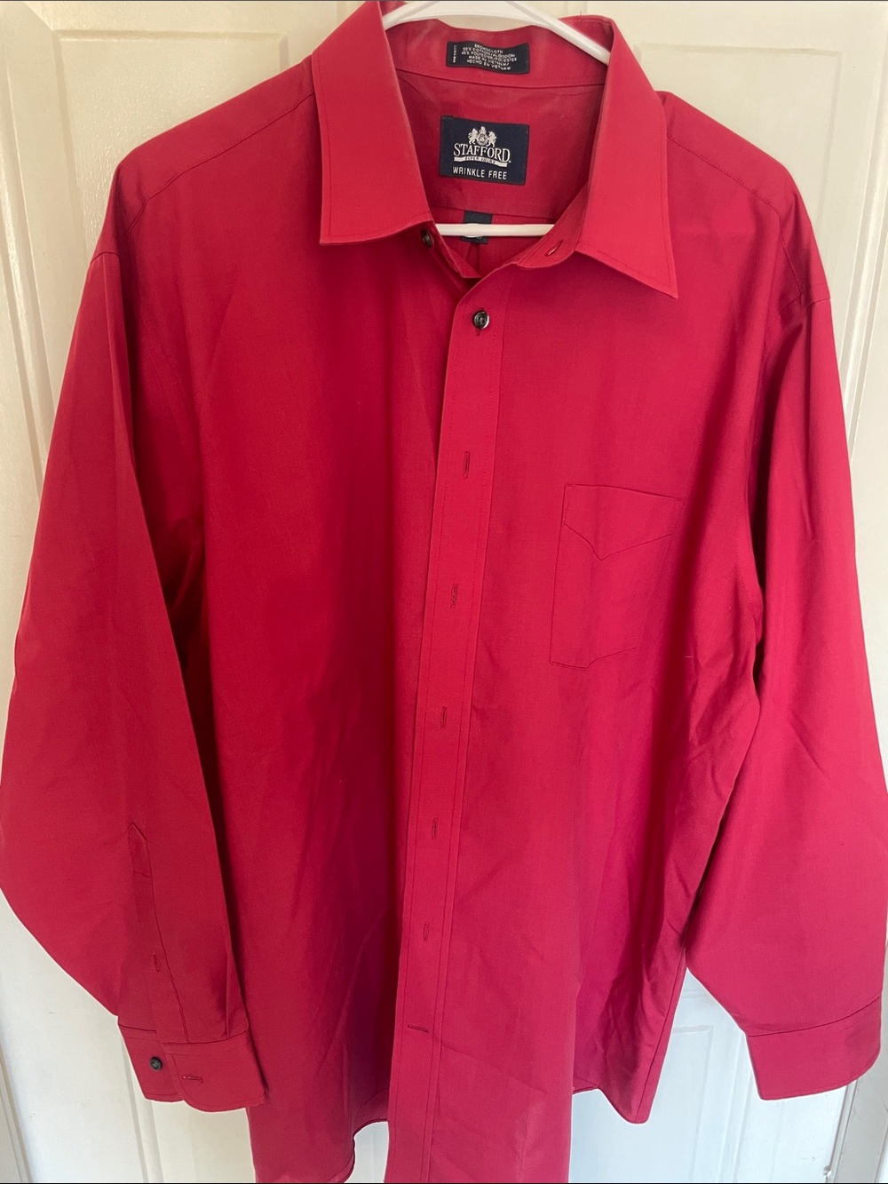 Stafford Men's Red Long-Sleeve Dress Shirt